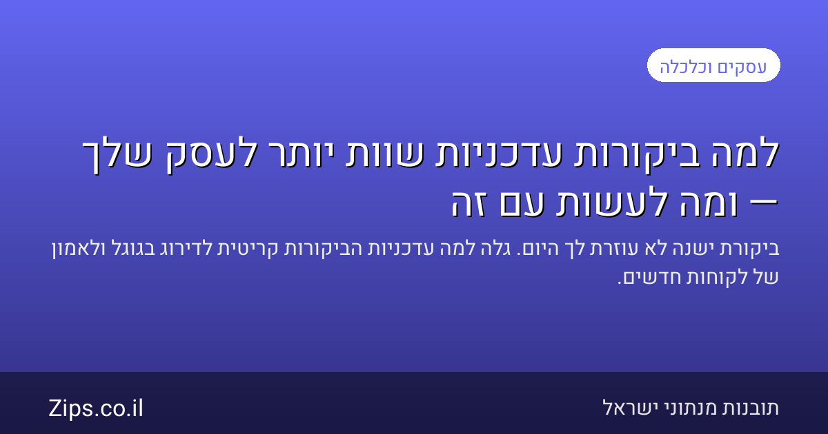 למה ביקורות עדכניות שוות יותר לעסק שלך — ומה לעשות עם זה